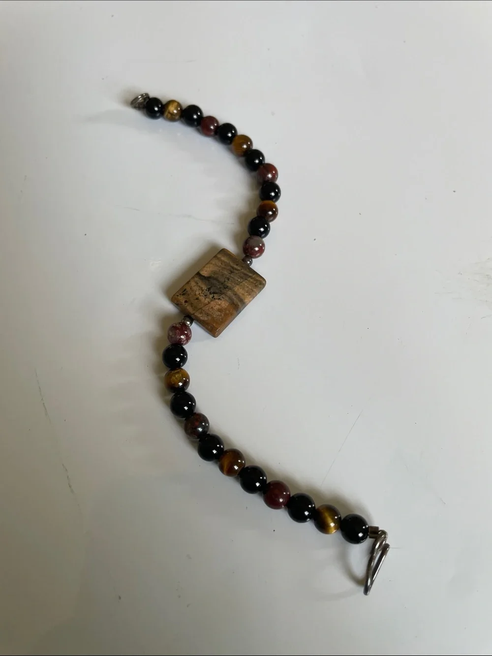 Earth-Tone Jasper, Tiger’s Eye and Onyx Beaded Bracelet